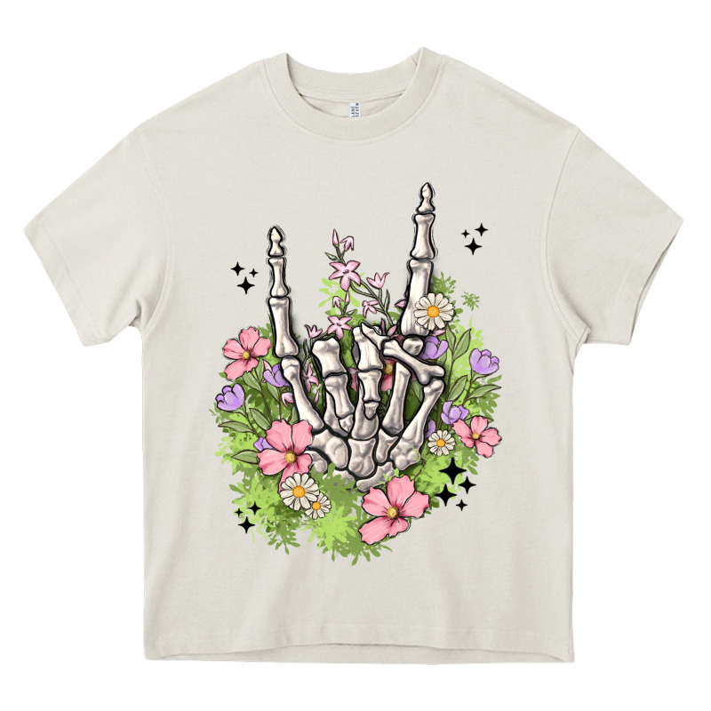 Skeleton Flowers Heavy Core Tee by MaliasSmallBusiness | Teevron