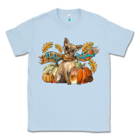 Dusty Blue Hello Autumn With Chihuahua Dog Classic Tee - LillyAllenDesigns