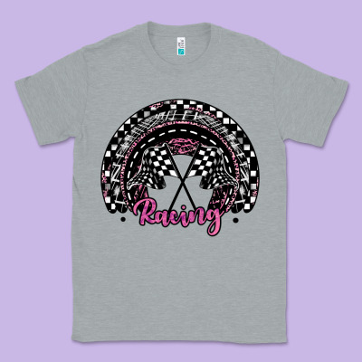 Racing Checkered Rainbow Classic Tee Designed By Jahusdesignshop