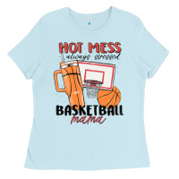 Baby Blue hot mess always stressed basketball mama Ladies Tee - MaliasSmallBusiness