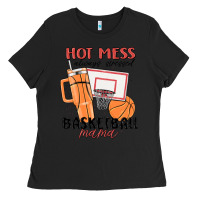 Hot Mess Always Stressed Basketball Mama Ladies Tee | Teevron