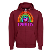 Burgundy equality rainbow Zipper Hoodie - OliviaCreatesArt
