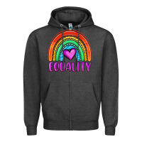 Charcoal Heather equality rainbow Zipper Hoodie - OliviaCreatesArt