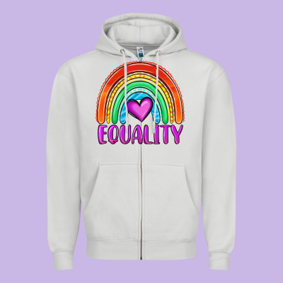 Equality Rainbow Zipper Hoodie Designed By Oliviacreatesart