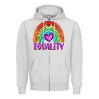 Dove Grey equality rainbow Zipper Hoodie - OliviaCreatesArt