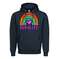 Navy equality rainbow Zipper Hoodie - OliviaCreatesArt
