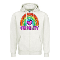 Oatmeal Heather equality rainbow Zipper Hoodie - OliviaCreatesArt