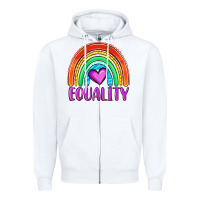 White equality rainbow Zipper Hoodie - OliviaCreatesArt