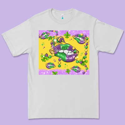 Mardi Gras Lips Premium Tee Designed By Maliassmallbusiness