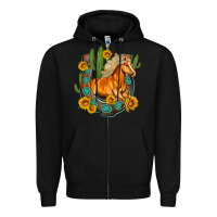 Black western horse cactus sunflowers horseshoe Zipper Hoodie - OliviaCreatesArt