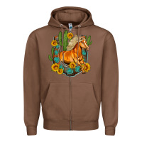 Chestnut western horse cactus sunflowers horseshoe Zipper Hoodie - OliviaCreatesArt
