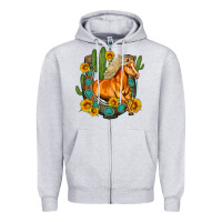 Heather Grey western horse cactus sunflowers horseshoe Zipper Hoodie - OliviaCreatesArt