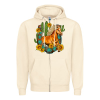 Sandshell western horse cactus sunflowers horseshoe Zipper Hoodie - OliviaCreatesArt