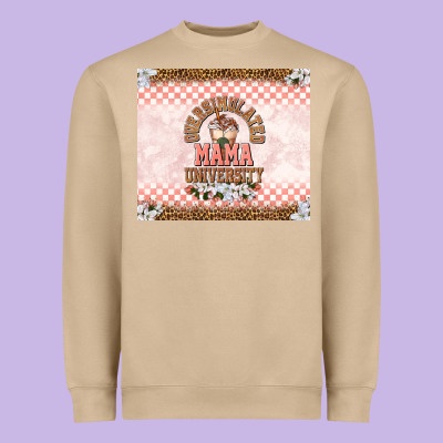 Oversimulated Mama University Heavyweight Sweatshirt Designed By Tumblerdesignbyshophia