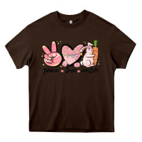 Chocolate Brown peace love easter Heavy Core Tee - MaliasSmallBusiness
