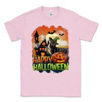 Bubblegum Pink Happy Halloween With Black Cat Classic Tee - LillyAllenDesigns