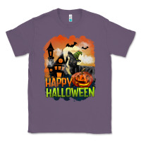 Lavender Happy Halloween With Black Cat Classic Tee - LillyAllenDesigns