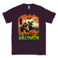 Plum Happy Halloween With Black Cat Classic Tee - LillyAllenDesigns