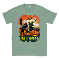 Sage Happy Halloween With Black Cat Classic Tee - LillyAllenDesigns