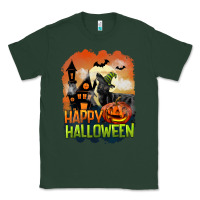 Sports Green Happy Halloween With Black Cat Classic Tee - LillyAllenDesigns
