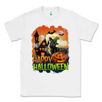 White Happy Halloween With Black Cat Classic Tee - LillyAllenDesigns