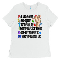 White always unique autism Ladies Tee - MaliasSmallBusiness