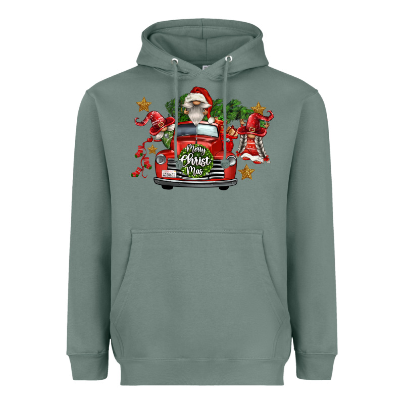 Merry Christmas Truck Gnomies Heavyweight Hoodie by FaDigitalArtStudio | Teevron