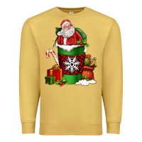 Antique Gold Christmas Santa Claus Coffee Cup Premium Sweatshirt - FaDigitalArtStudio
