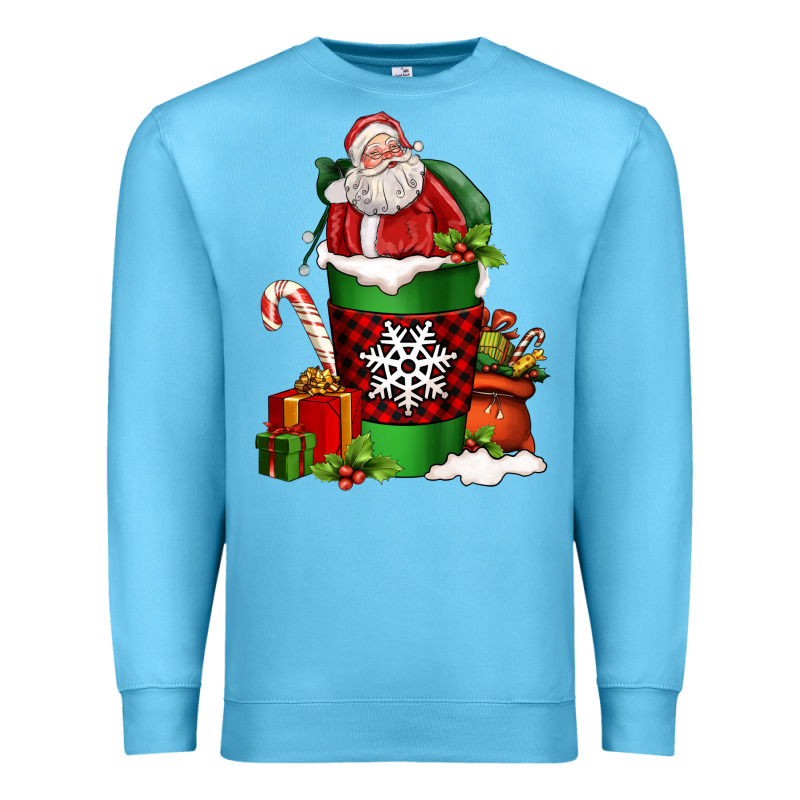 Christmas Santa Claus Coffee Cup Premium Sweatshirt by FaDigitalArtStudio | Teevron