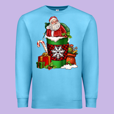 Christmas Santa Claus Coffee Cup Premium Sweatshirt Designed By Fadigitalartstudio