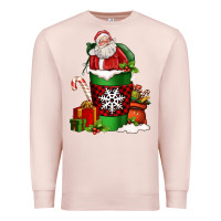 Pale Pink Christmas Santa Claus Coffee Cup Premium Sweatshirt - FaDigitalArtStudio
