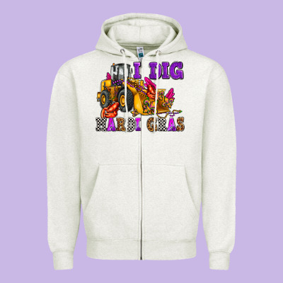 I Dig Mardi Gras Olivia Zipper Hoodie Designed By Oliviacreatesart