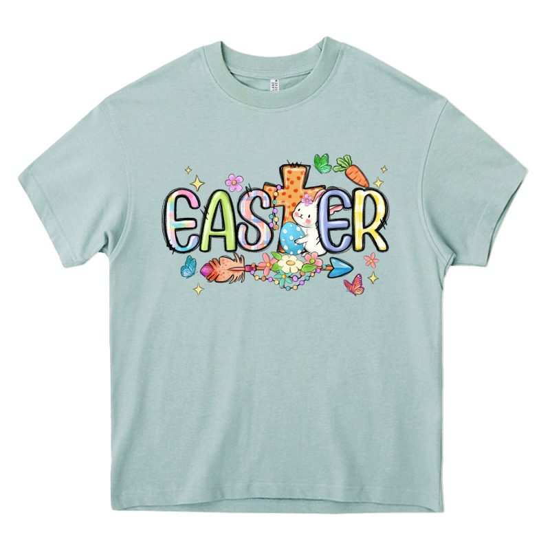 Easter Cross With Bunny Heavy Core Tee by MaliasSmallBusiness | Teevron