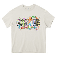Cream easter cross with bunny Heavy Core Tee - MaliasSmallBusiness