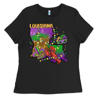 Mardi Gras Louisiana Map Ladies Tee | Teevron