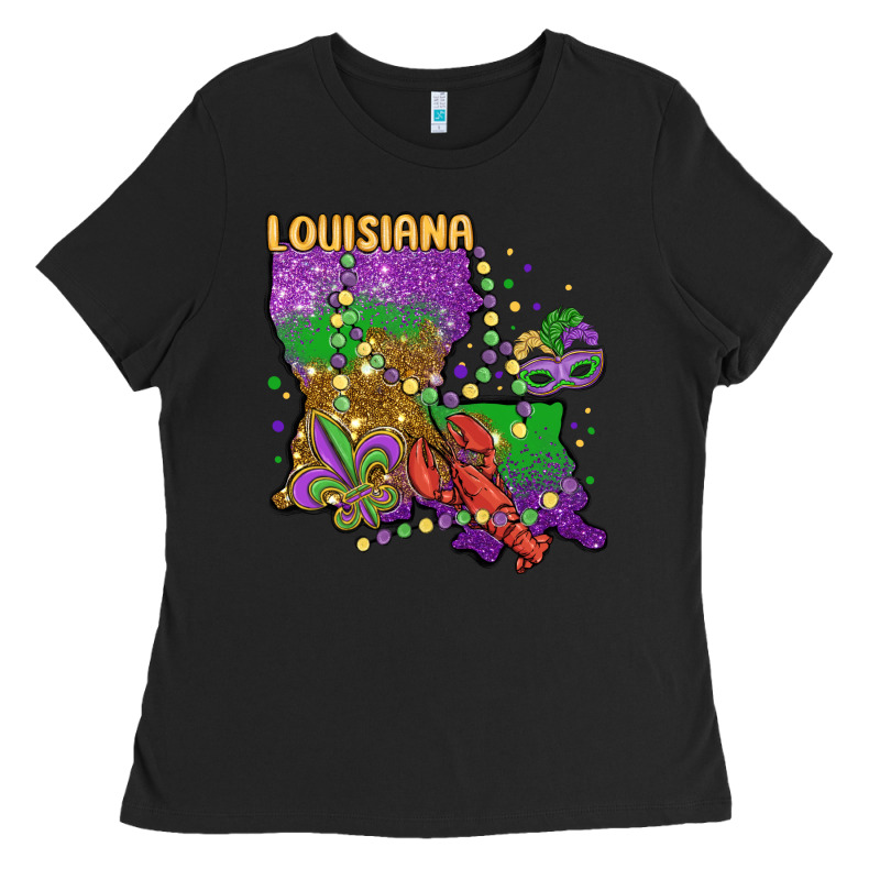 Mardi Gras Louisiana Map Ladies Tee by MaliasSmallBusiness | Teevron