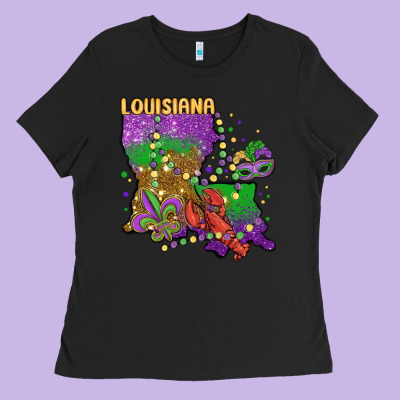 Mardi Gras Louisiana Map Ladies Tee Designed By Maliassmallbusiness