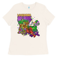 Bone mardi gras louisiana map Ladies Tee - MaliasSmallBusiness