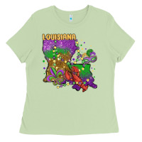Matcha mardi gras louisiana map Ladies Tee - MaliasSmallBusiness