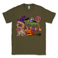 Army Green Happy Halloween With Yorkshire Terrier Dog Classic Tee - LillyAllenDesigns