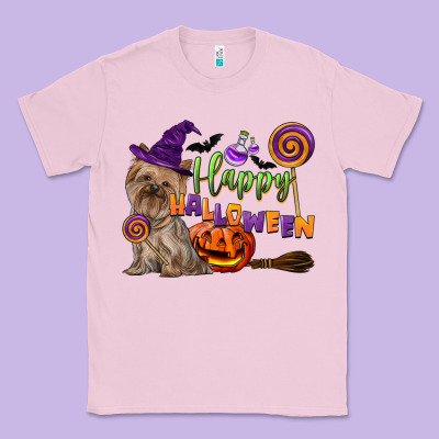 Happy Halloween With Yorkshire Terrier Dog Classic Tee Designed By Lillyallendesigns