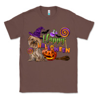 Chestnut Happy Halloween With Yorkshire Terrier Dog Classic Tee - LillyAllenDesigns