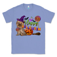 Colony Blue Happy Halloween With Yorkshire Terrier Dog Classic Tee - LillyAllenDesigns