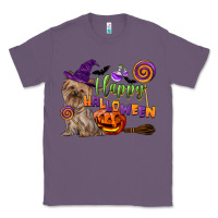 Lavender Happy Halloween With Yorkshire Terrier Dog Classic Tee - LillyAllenDesigns