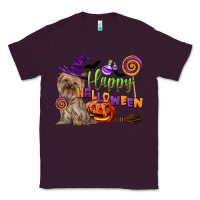 Plum Happy Halloween With Yorkshire Terrier Dog Classic Tee - LillyAllenDesigns