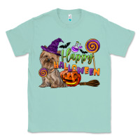 Seafoam Happy Halloween With Yorkshire Terrier Dog Classic Tee - LillyAllenDesigns