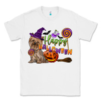White Happy Halloween With Yorkshire Terrier Dog Classic Tee - LillyAllenDesigns