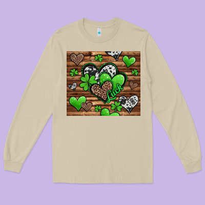 St. Patrick's Day Hearts Long Sleeve Tee Designed By Jasminsmagicworld
