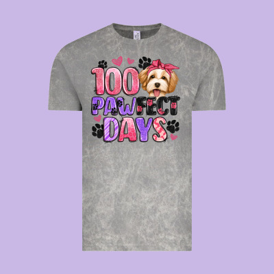 100 Pawfect Days Vintage Tee Designed By Artiststas