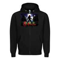Black bigfoot believe christmas Zipper Hoodie - FaDigitalArtStudio